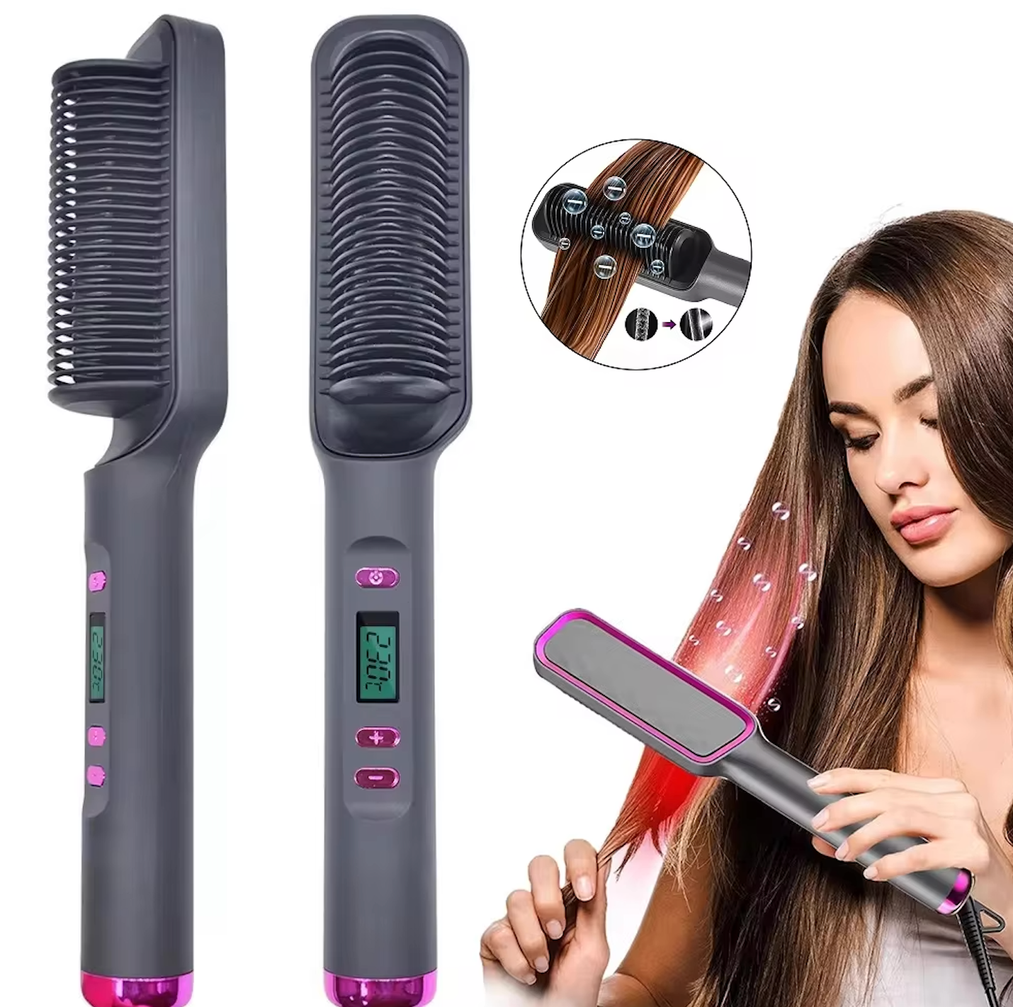 GlowStyle - Hair Straightener & Curler Brush