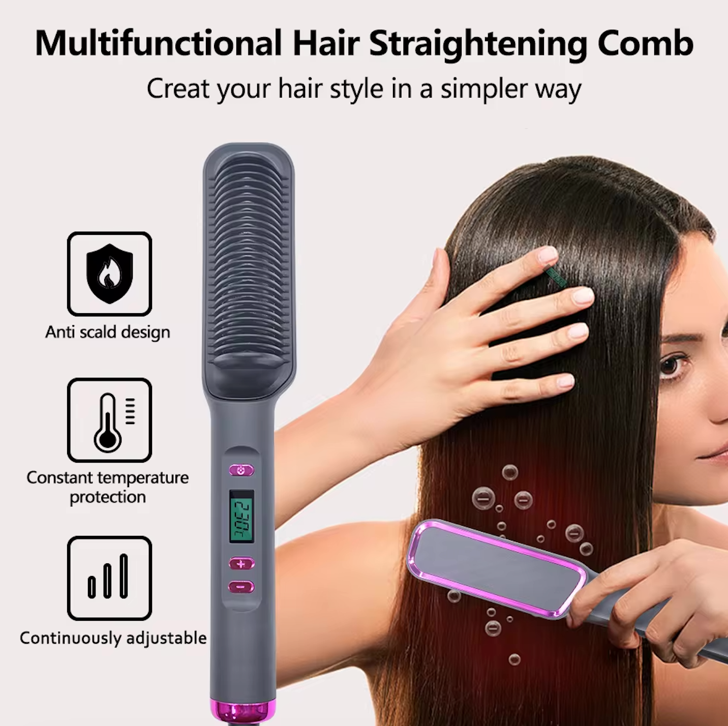 GlowStyle - Hair Straightener & Curler Brush