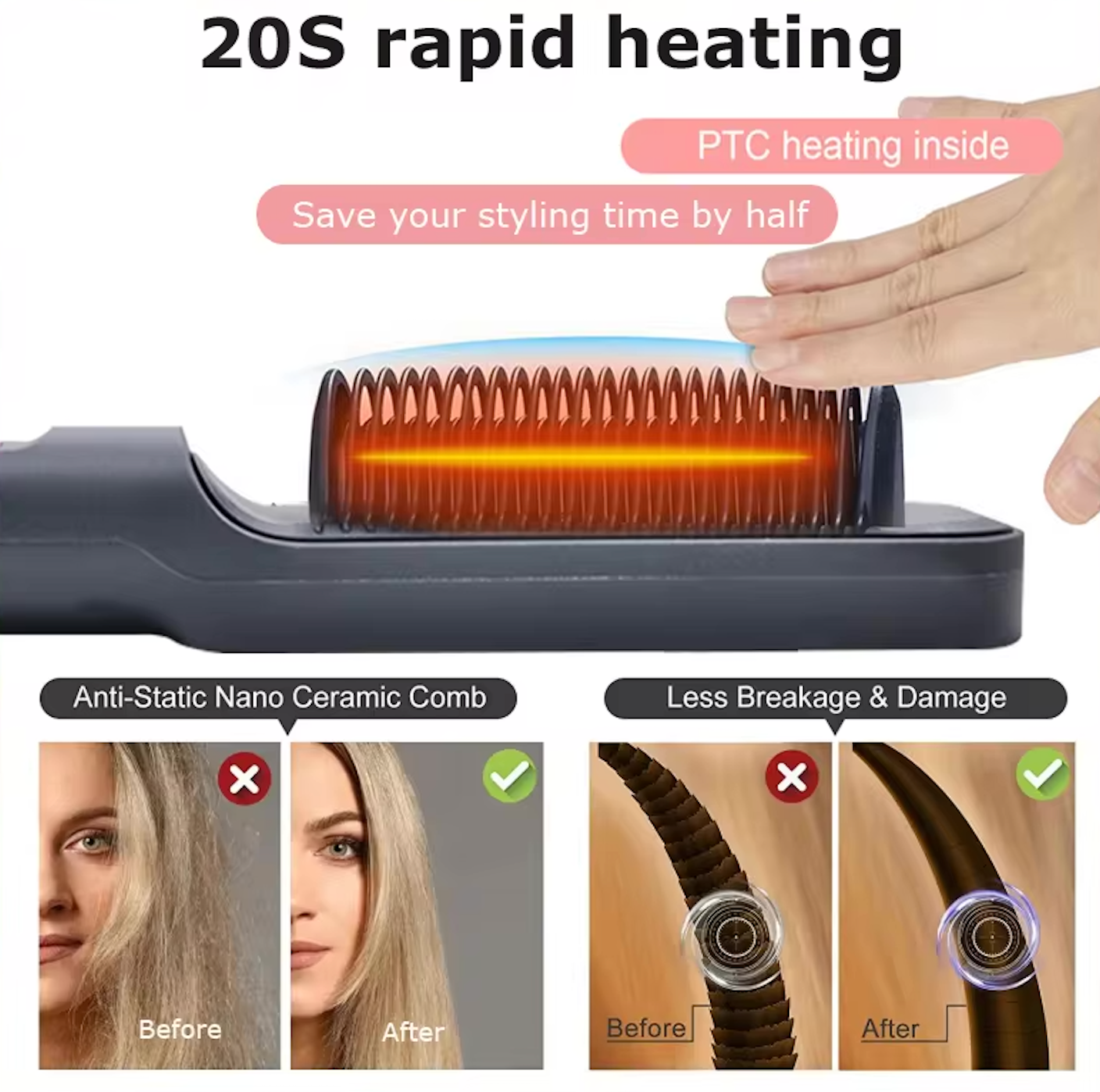 GlowStyle - Hair Straightener & Curler Brush