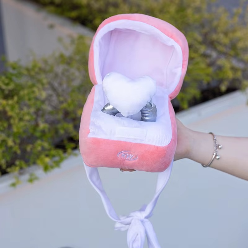 Pink plush case with ring