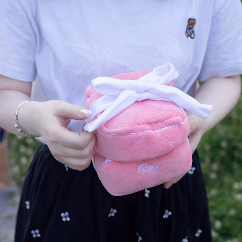 Pink plush case with ring