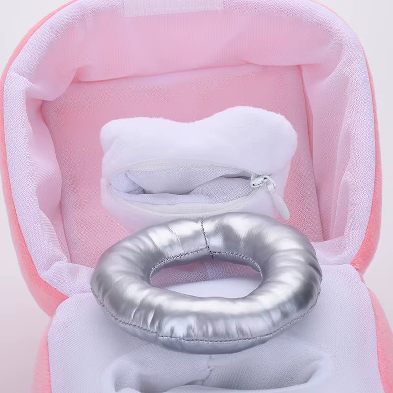 Pink plush case with ring