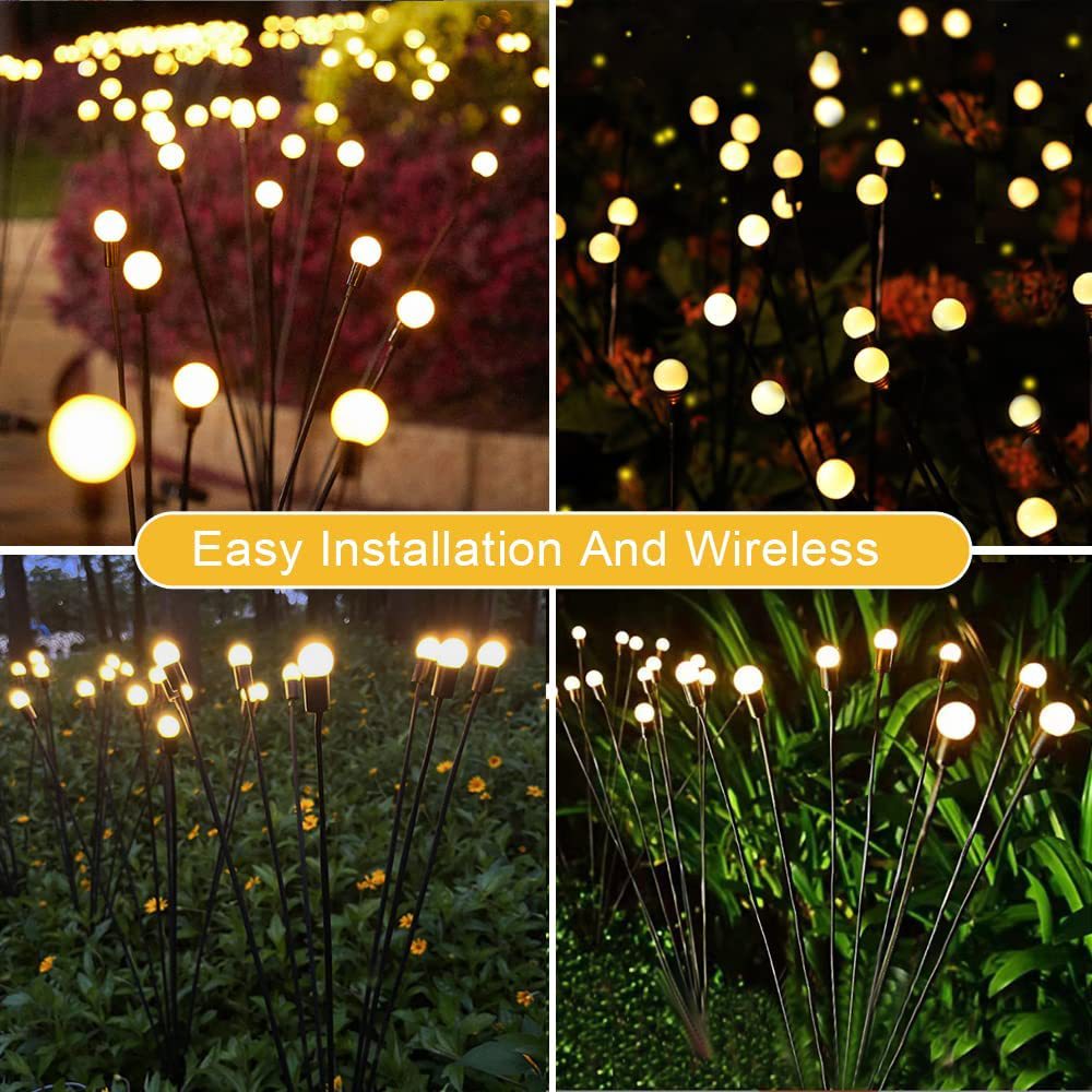 Solar Firefly Glow Garden Lights - 6 Light Bulbs