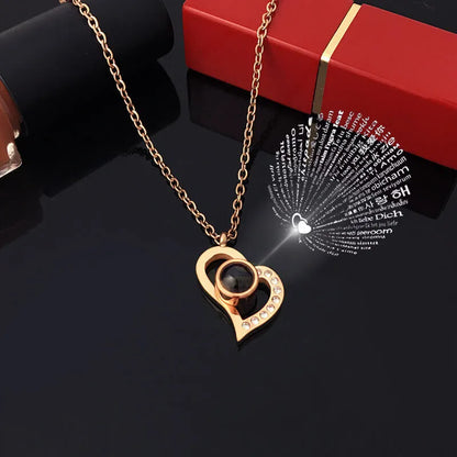 Eternal Love™ - 100 Languages Heart Necklace with Projection