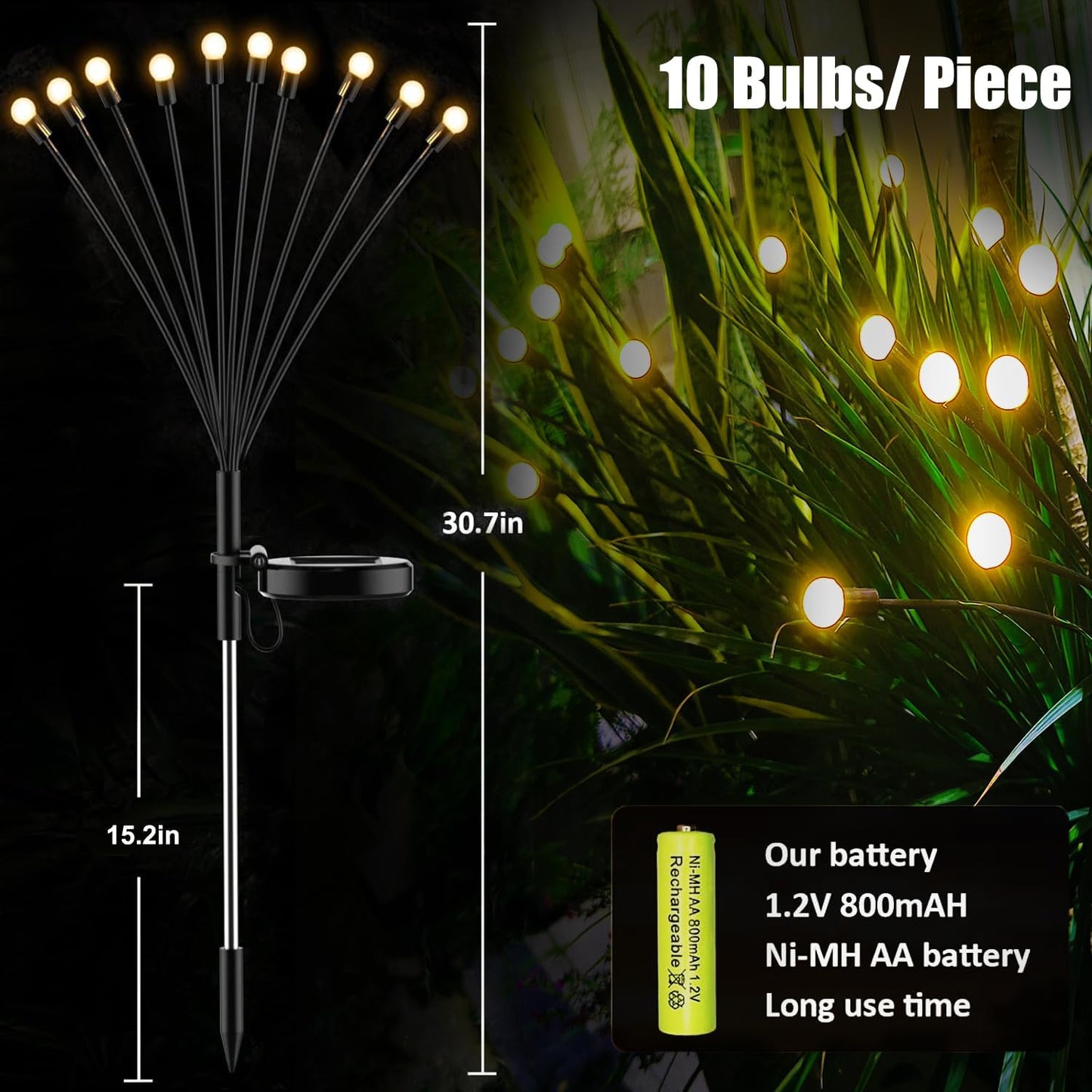 6 Light Bulbs -Solar Firefly Glow Garden Lights