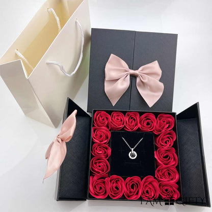 flower box + i love u necklace in 100 languages
