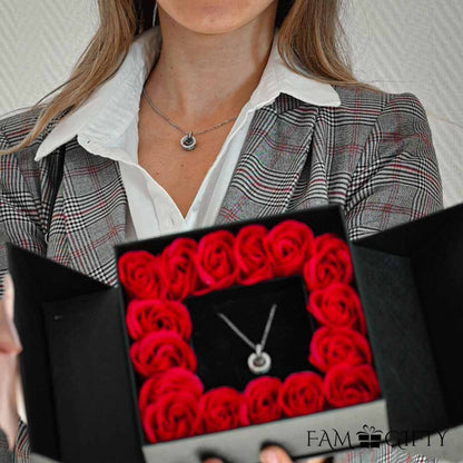 flower box + i love u necklace in 100 languages