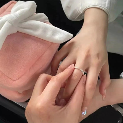 Pink plush case with ring